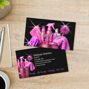 Girly Pink Commercial House Cleaning Housekeeping Business Card