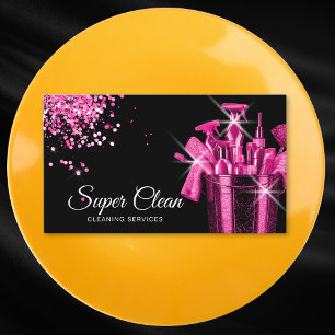 Girly Pink Commercial House Cleaning Housekeeping Business Card
