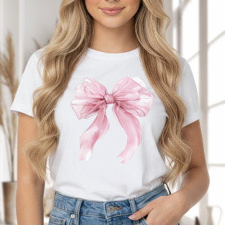Girly Pink Coquette Bow Theme T-Shirt