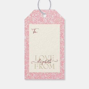 Girly Pink Cream Glitter Custom Text Gift Tags