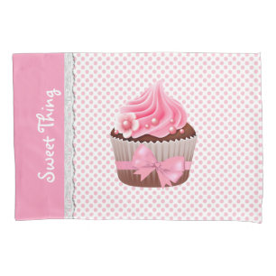 Girly Pink Cupcake Pillow Case