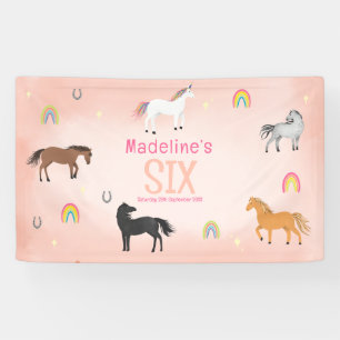 Girly Pink Cute Horse Unicorn Birthday Sign