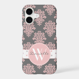 Girly Pink Damask Monogram