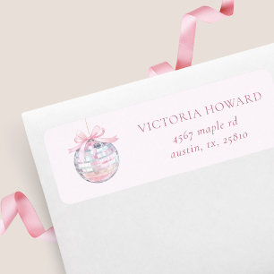 Girly Pink Disco Ball Bridal Shower Return Address
