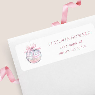 Girly Pink Disco Ball Bridal Shower Return Address