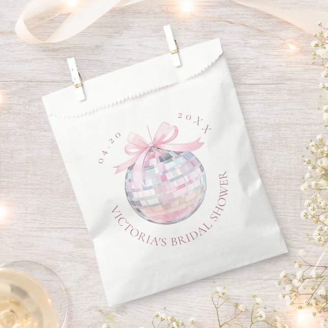 Girly Pink Disco Ball Elegant Bridal Shower Favour Bags (Clipped)
