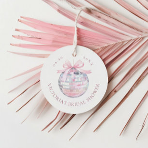 Girly Pink Disco Ball Elegant Bridal Shower Round Favour Tags