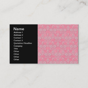 Girly Pink Double Damask Pattern Business Card