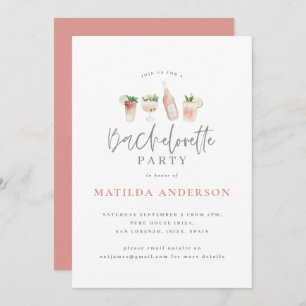 Girly pink drinks bachelorette weekend itinerary announcement