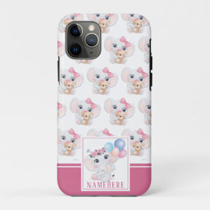 Girly Pink Elephant with Bow and Balloon Pattern Case-Mate iPhone Case