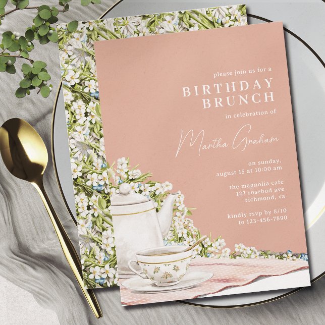 Girly Pink | Fancy Vintage Tea Birthday Brunch Invitation (Creator Uploaded)
