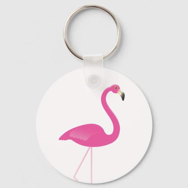 Girly Pink Flamingo Keychain (Front)