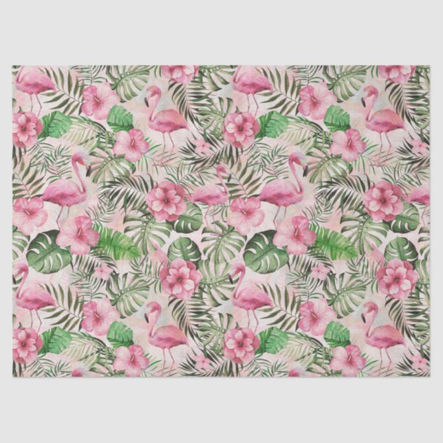 Girly Pink Flamingo Tissue Paper (Front)