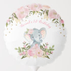 Girly Pink Floral Elephant 1st Birthday Decoration