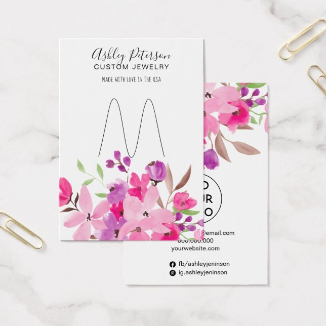 Girly pink floral jewellery ring holder display (Office)