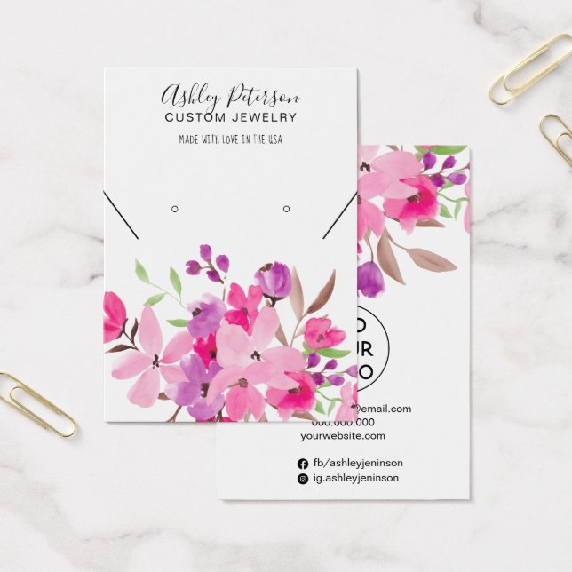 Girly pink floral jewelry earring necklace display (Office)