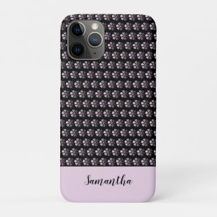 Girly Pink Floral Personalised Black Case-Mate iPhone Case