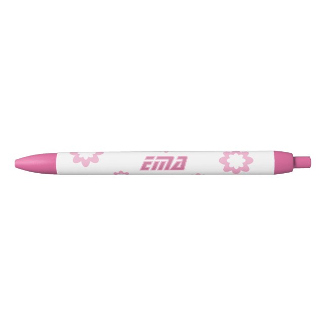 Girly Pink Floral Personalised Name Pen (Front)