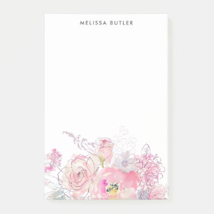 Girly Pink Floral Post-it Notes