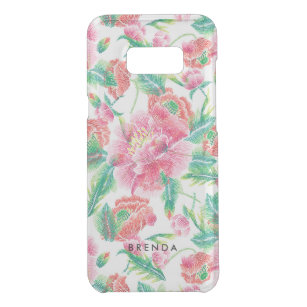 Girly Pink Flowers pattern Monogram 4 Uncommon Samsung Galaxy S8 Plus Case