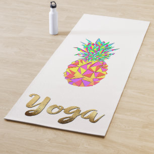 Girly Pink Geometric Triangles Pineapple Gold Yoga Mat