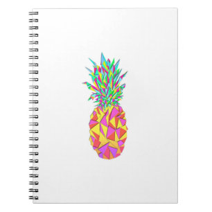 Girly Pink Geometric Triangles Pineapple Spiral Notebook