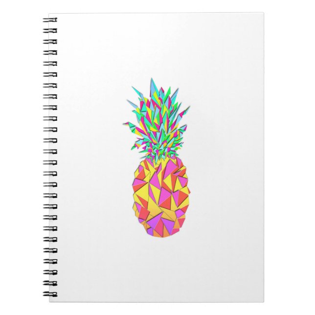 Girly Pink Geometric Triangles Pineapple Spiral Notebook (Front)