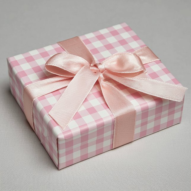 Girly Pink Gingham Wrapping Paper Sheet (Girly Pink Gingham Wrapping Paper Sheets)