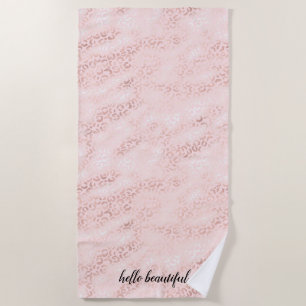 Girly Pink Glam Leopard Print Ombre Beach Towel