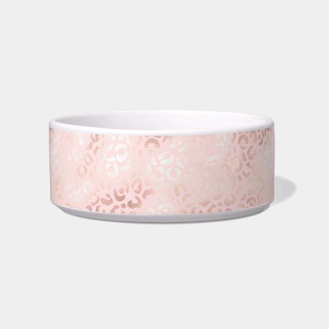 Girly Pink Glam Leopard Print Ombre Bowl (Front)