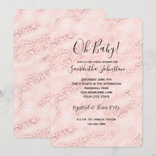 Girly Pink Glam Leopard Print Ombre Invitation