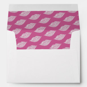 Girly Pink Glam White Diamond Lips Envelope