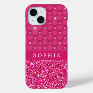 Girly Pink Glitter and Diamonds Personalised Case