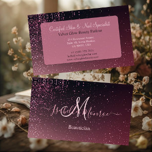 Girly Pink Glitter Beautician Skin Nail Specialist Business Card
