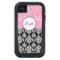 Girly, Pink, Glitter Black Damask Personalised