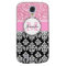 Girly, Pink, Glitter Black Damask Personalised