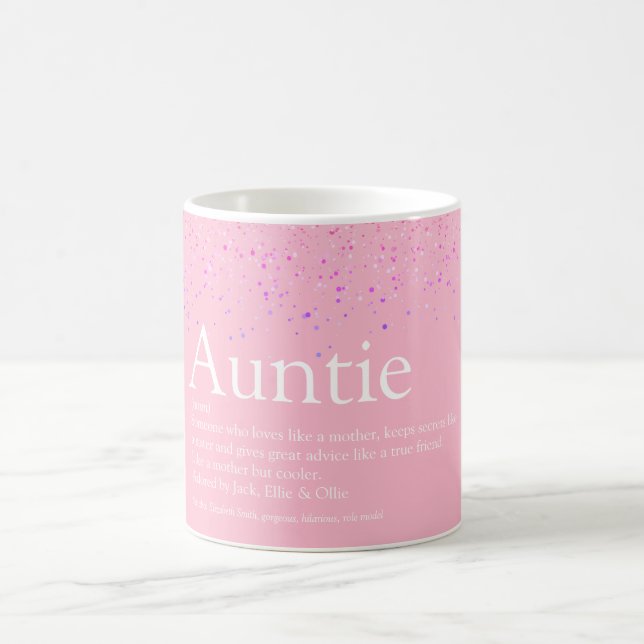 Girly Pink Glitter Fun Best Aunt Auntie Definition Coffee Mug (Center)
