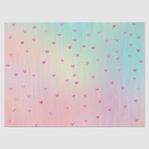Girly Pink Glitter Glam Hearts Aqua Tie Dye Tissue Paper
