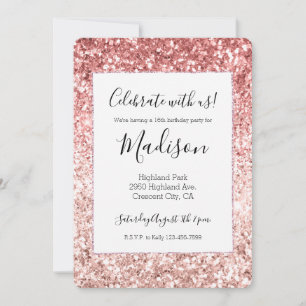 Girly Pink Glitter Invitation