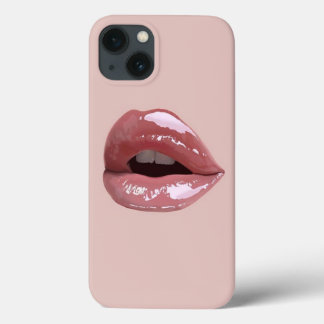 girly pink glitter lips iPhone 13 case
