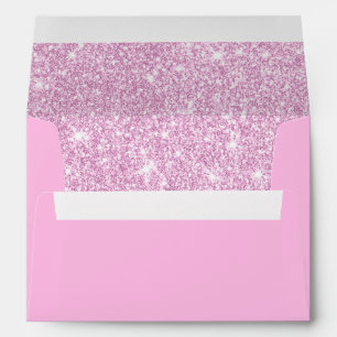 Girly Pink Glitter Modern Elegant Envelope