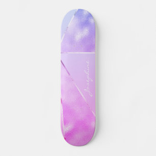 Girly pink glitter modern name personalised cool skateboard