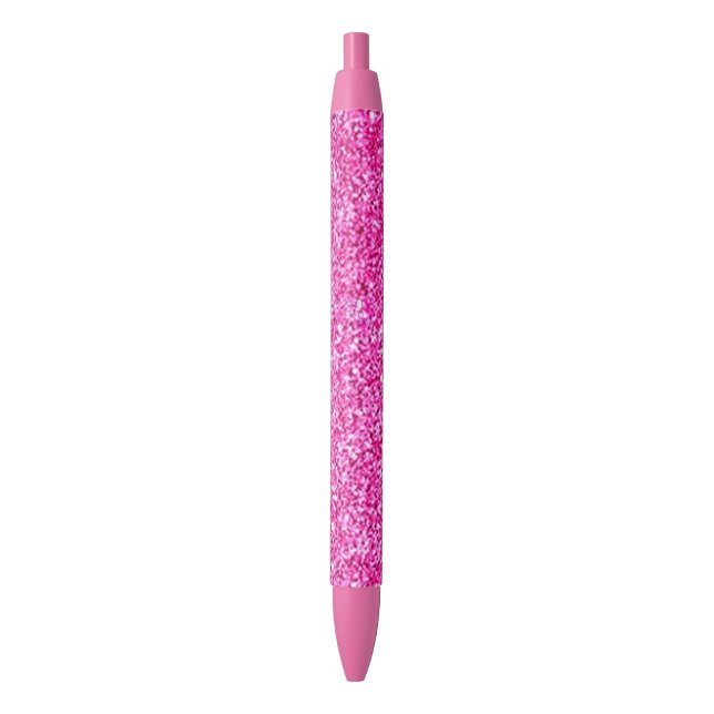 Girly Pink Glitter Modern Pretty Shiny Template Red Ink Pen (Front Vertical)
