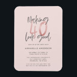 Girly pink glitter modern stylish 40th birthday magnet<br><div class="desc">Making 40 look good girly pink glitter birthday invitation. Modern script text monochrome design. Part of a collection.</div>