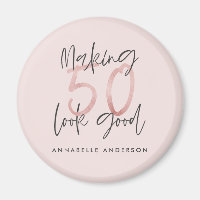 Girly pink glitter modern stylish 50th birthday