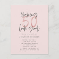 Girly pink glitter modern stylish 50th birthday