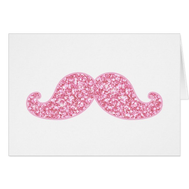 GIRLY PINK GLITTER MUSTACHE PRINTED (Front Horizontal)