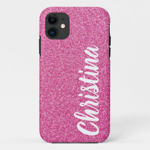 Girly Pink Glitter Name Personalized Case-Mate iPhone Case