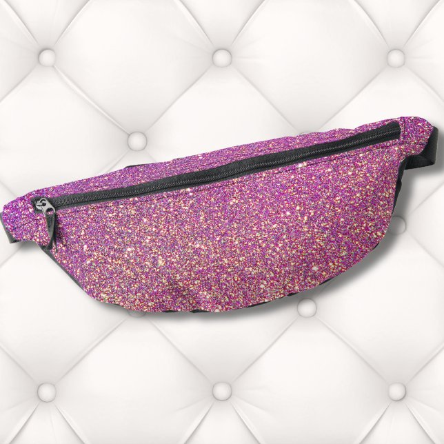 Girly Pink Glitter Pattern Bum Bags (Trendy Girly Gradient Ombre Purple Pink Glitter Fanny Pack )