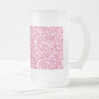 Girly Pink Glitter Printed Frosted Glass Beer Mug